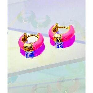 Enamel resin solid color hoop earrings
